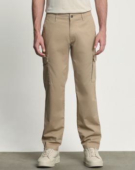 Beige Slim Fit Cotton Cargo