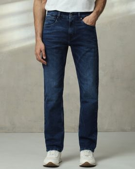 Dark Indigo Blue Relaxed Straight Fit Jeans