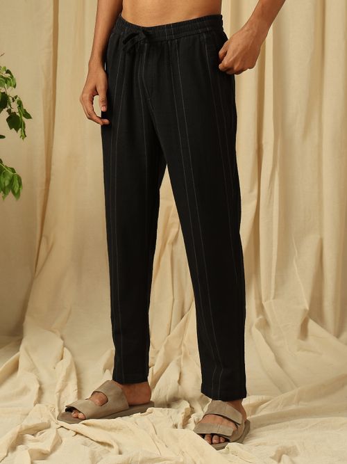 Black Relaxed Fit Drawstring Trouser
