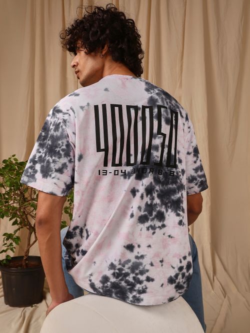 Pink Tie-Dye Print Oversized Loose Fit Tee