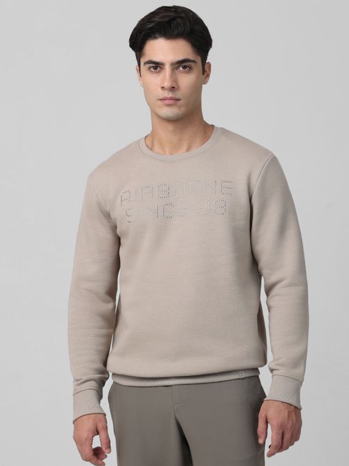 Grey Studded Print Slim Fit Sweatshirt