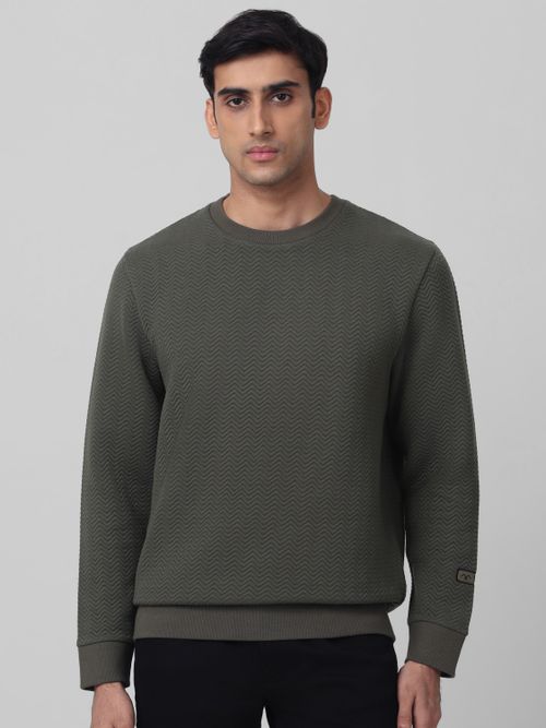 Textured Plain Slim Fit Sweatshirt