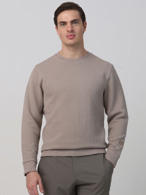 Textured Plain Slim Fit Sweatshirt