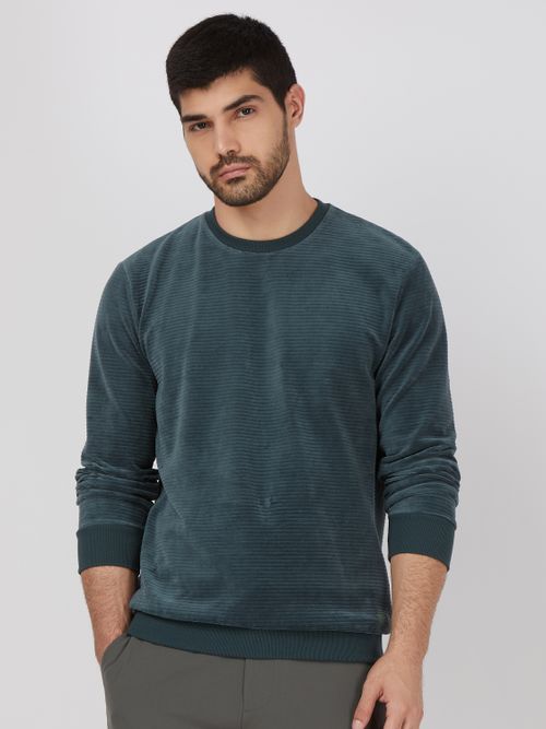 Green Velvet Slim Fit Sweatshirt