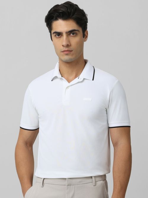 White Logo Plain Half Sleeve Casual Polo