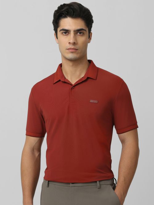 Maroon Logo Plain Half Sleeve Casual Polo