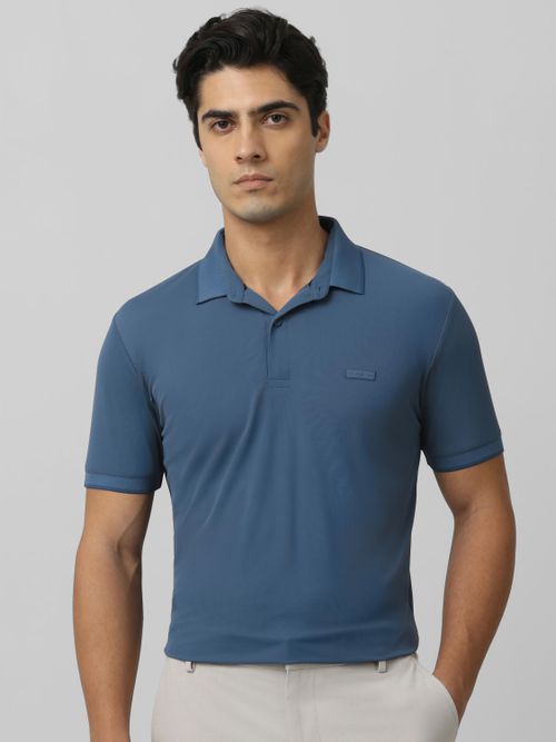 Teal Logo Plain Half Sleeve Casual Polo