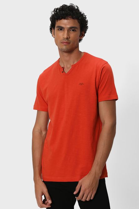 Rust Snap Button Plain T-Shirt