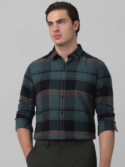 Dark Grey Flannel Relaxed Casual Men'S Shirt