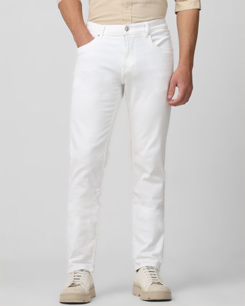 White Straight Fit Denim Deluxe Stretch Jeans