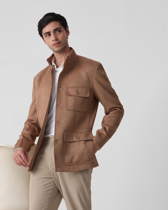 Knit Suede Stretch Jacket EUROKENVY（Chocolate Suede Jacket