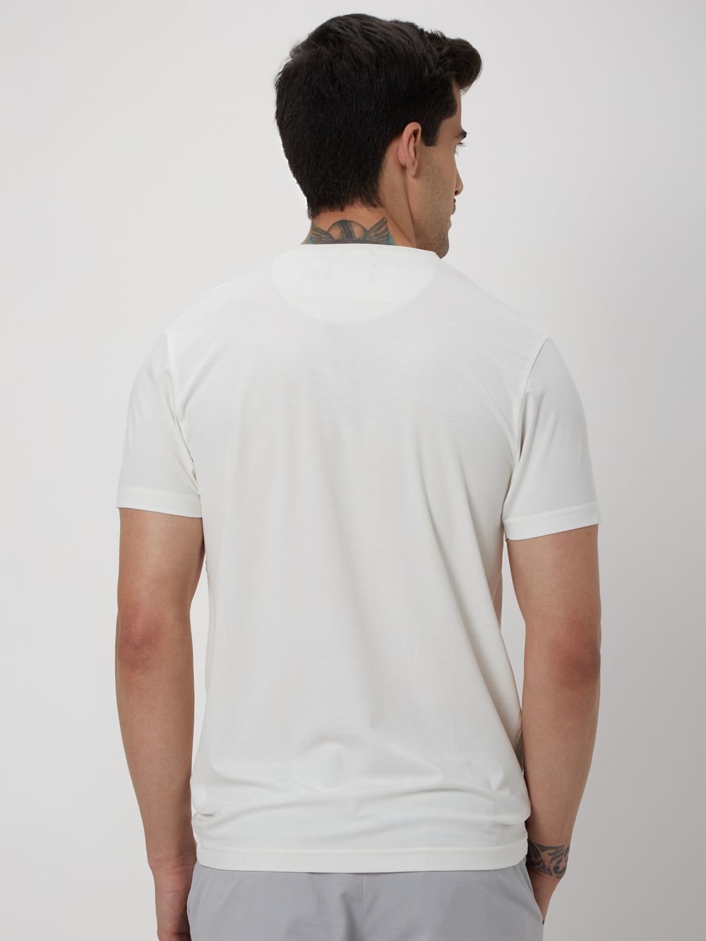 White Snap Button Henley T-Shirt