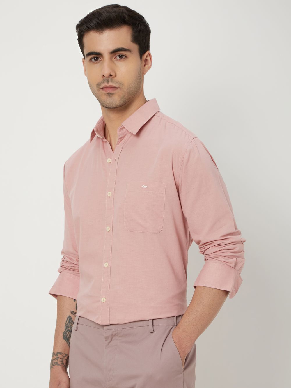 Pastel Pink Slim Fit Casual Shirt
