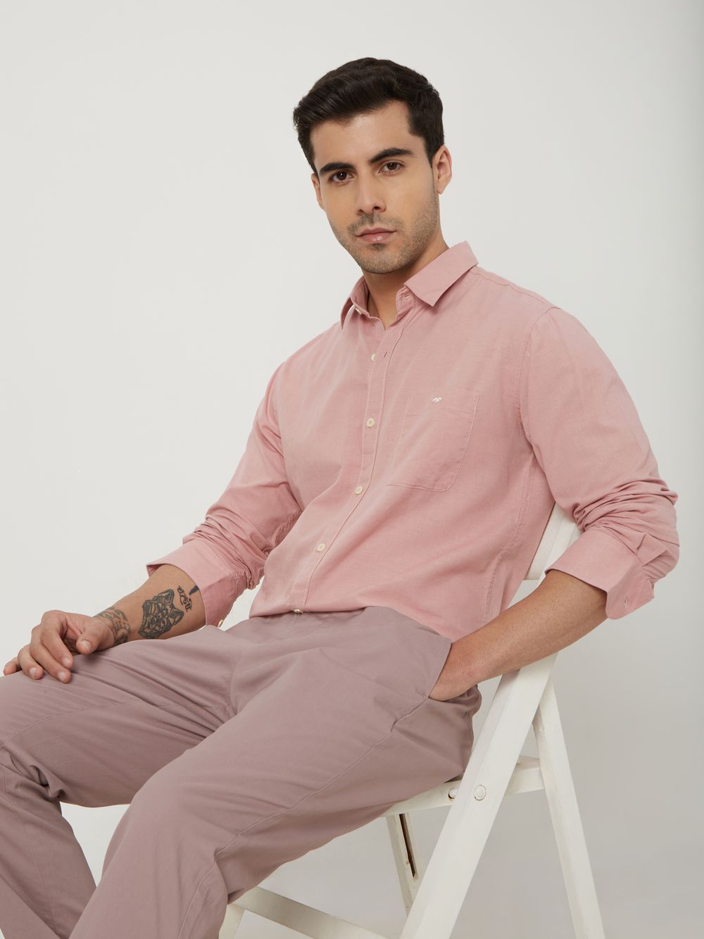 Pastel Pink Slim Fit Casual Shirt