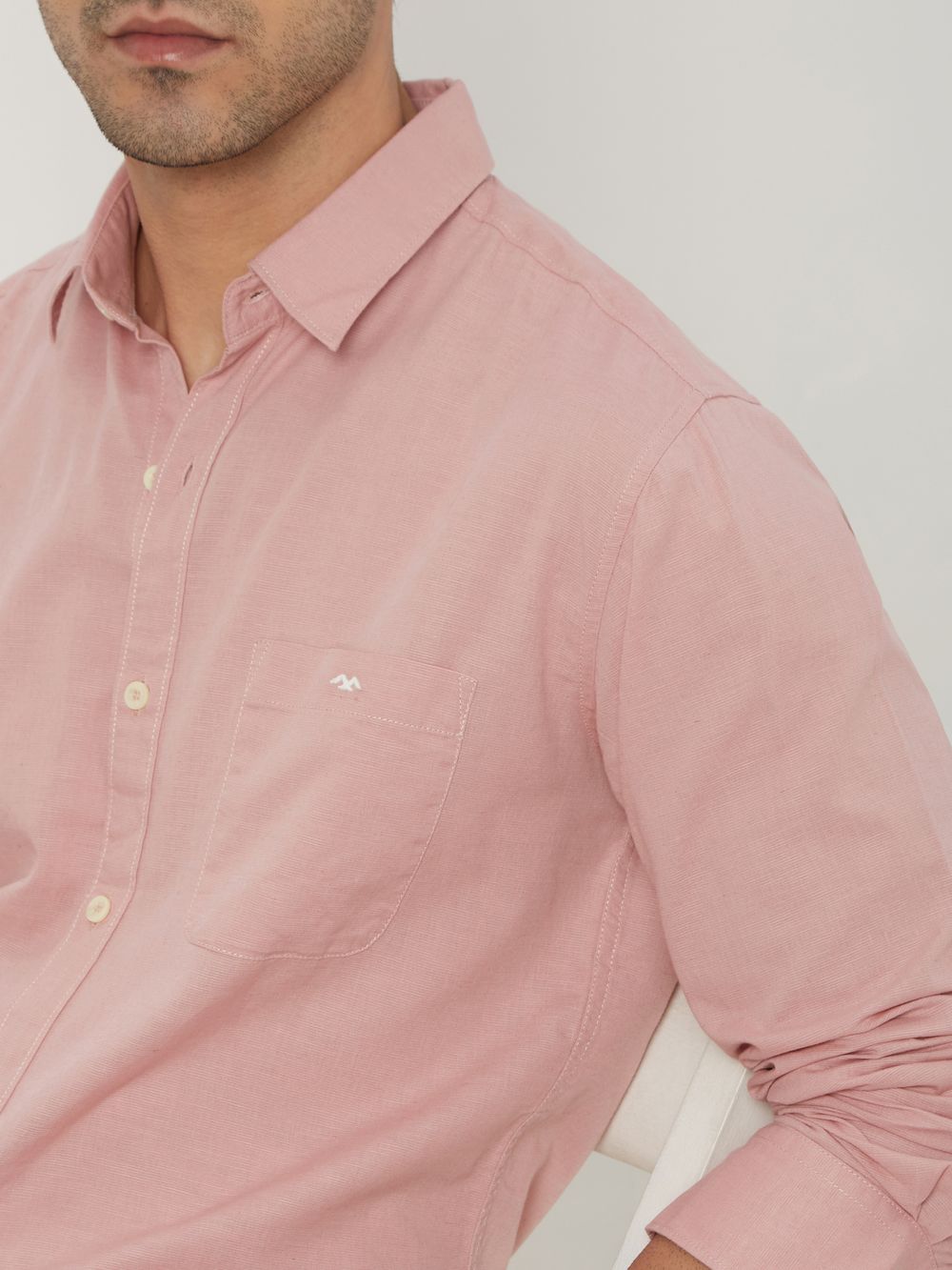 Pastel Pink Slim Fit Casual Shirt