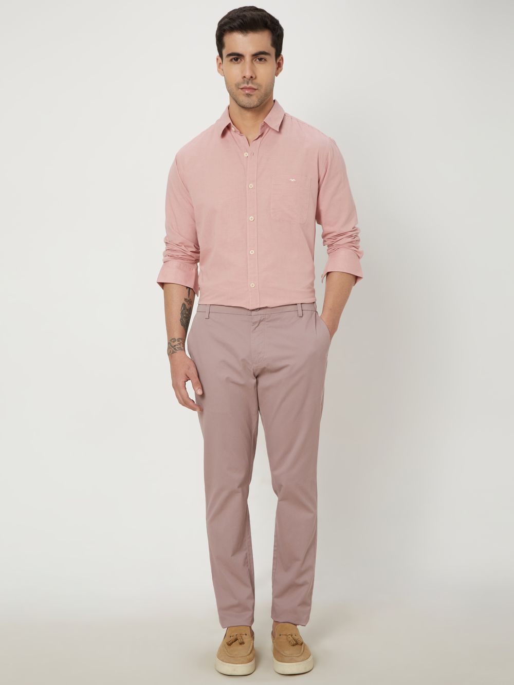 Pastel Pink Slim Fit Casual Shirt