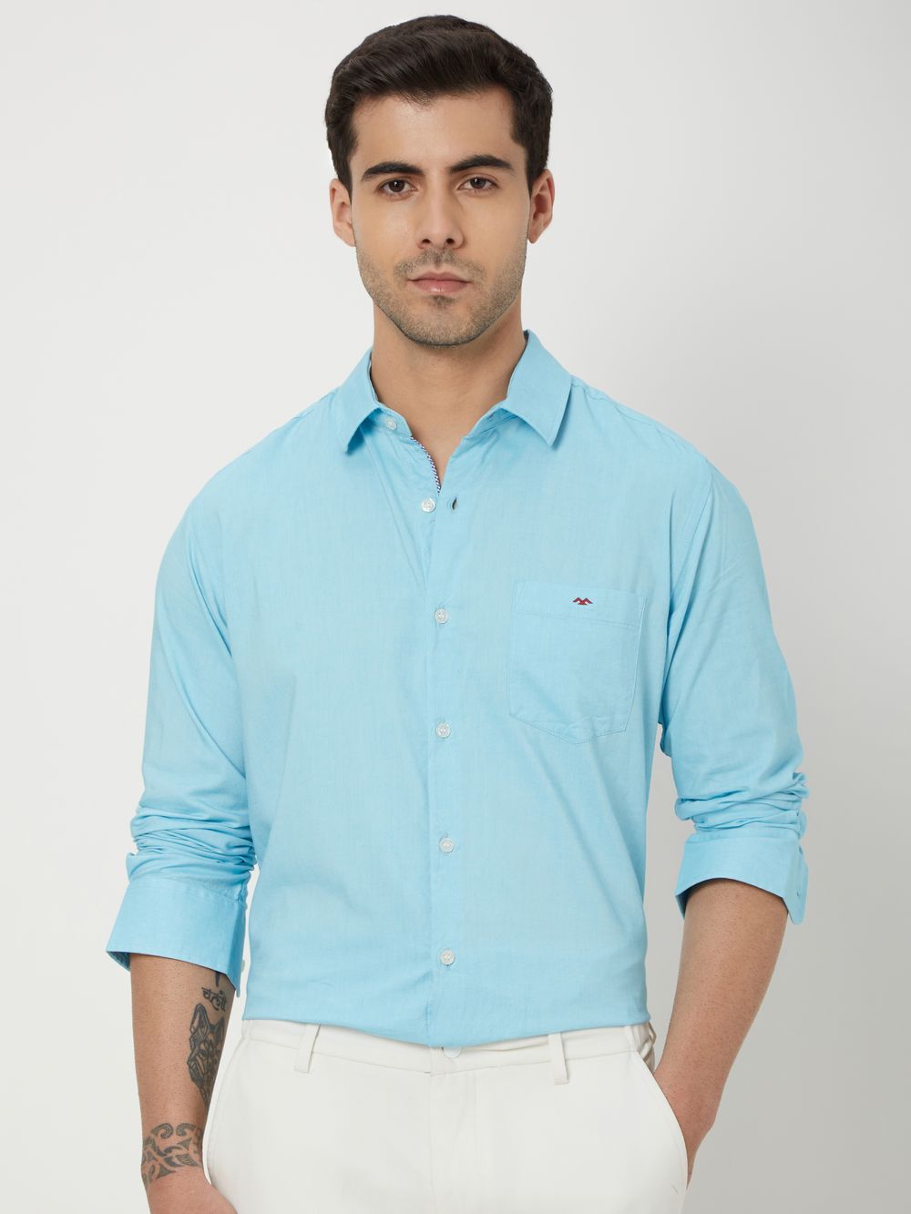Turquoise Chambray Plain Shirt