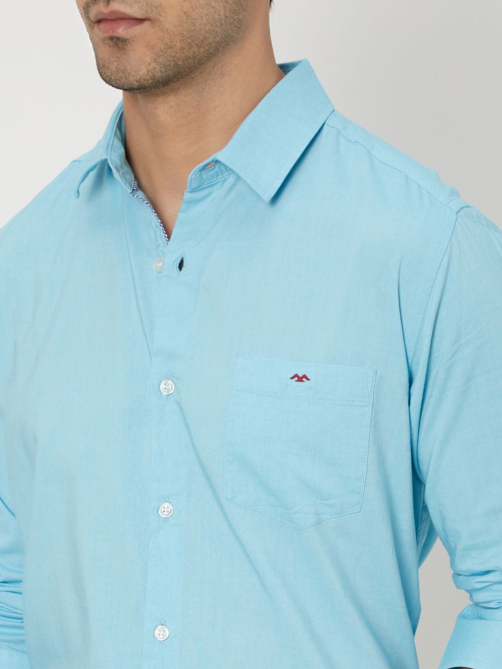 Turquoise Chambray Plain Shirt