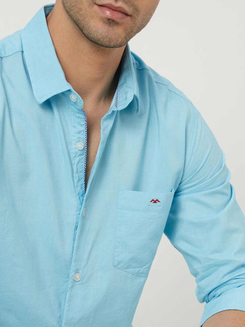 Turquoise Chambray Plain Shirt