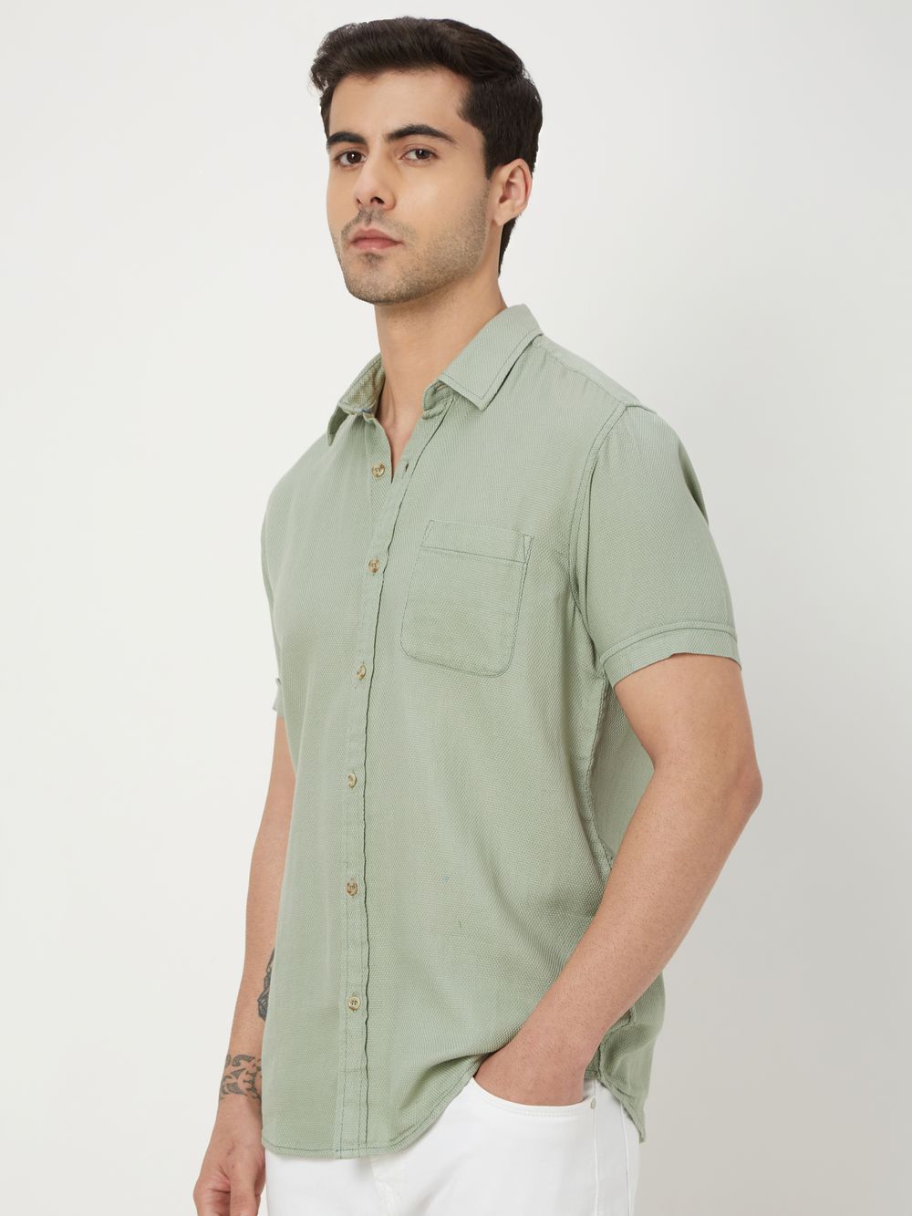 Light Olive & Plain Dobby Shirt