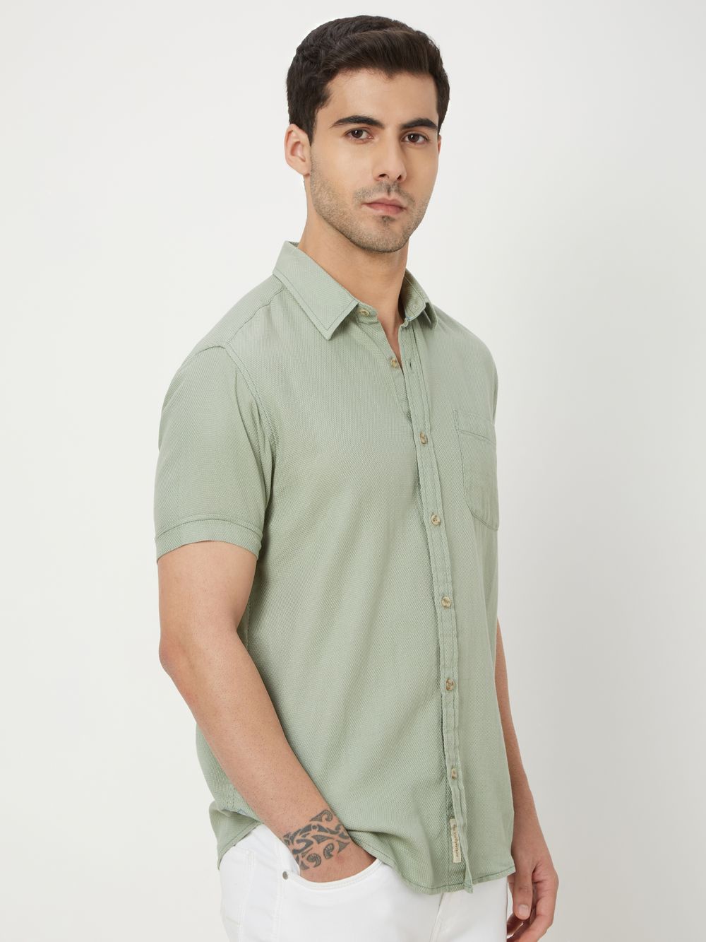 Light Olive & Plain Dobby Shirt