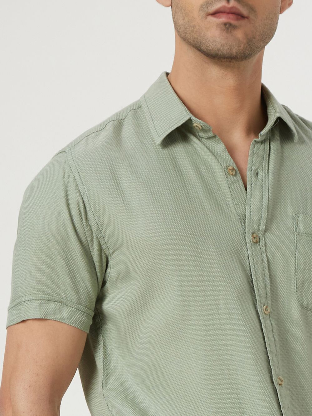 Light Olive & Plain Dobby Shirt