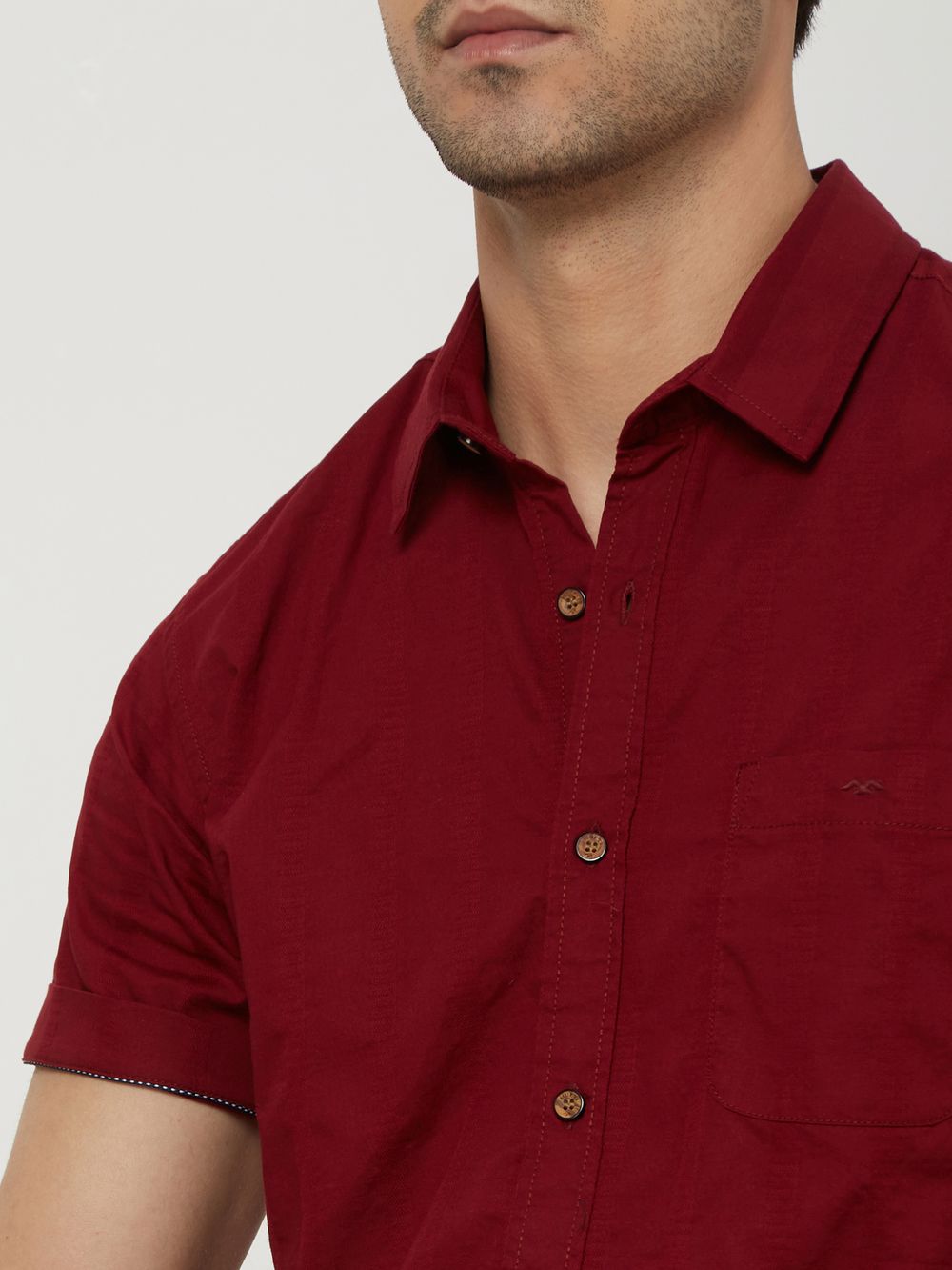 Maroon & Textured Dobby Shirt