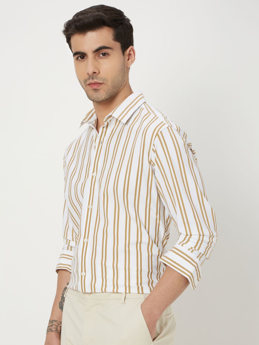 Beige Candy Stripe Shirt