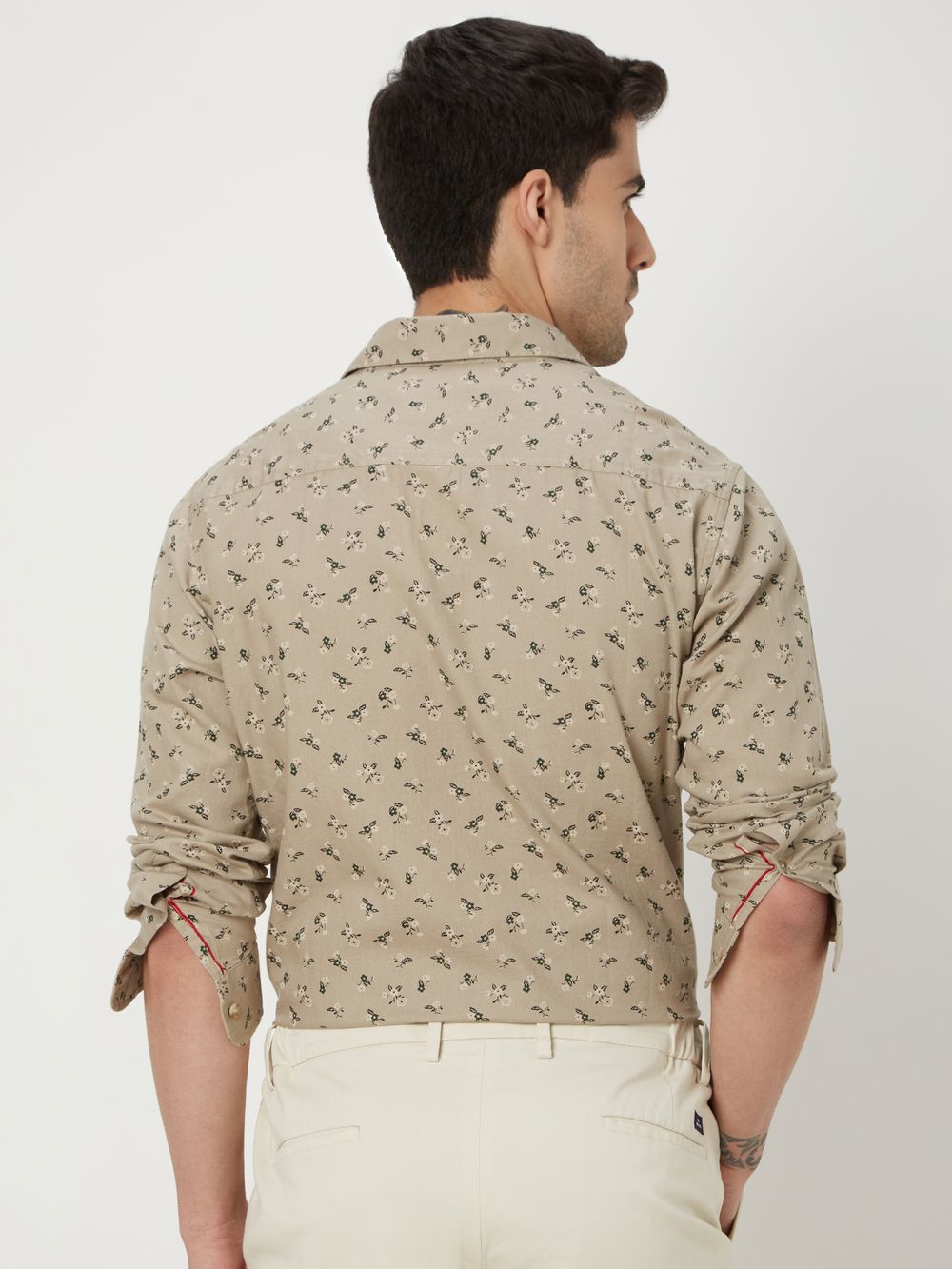 Beige Floral Print Shirt