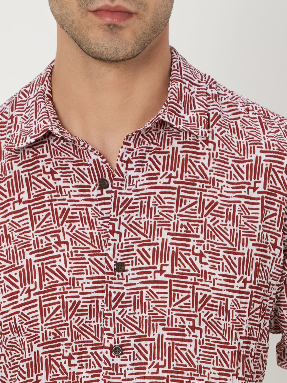 Maroon Textured Print Shirt