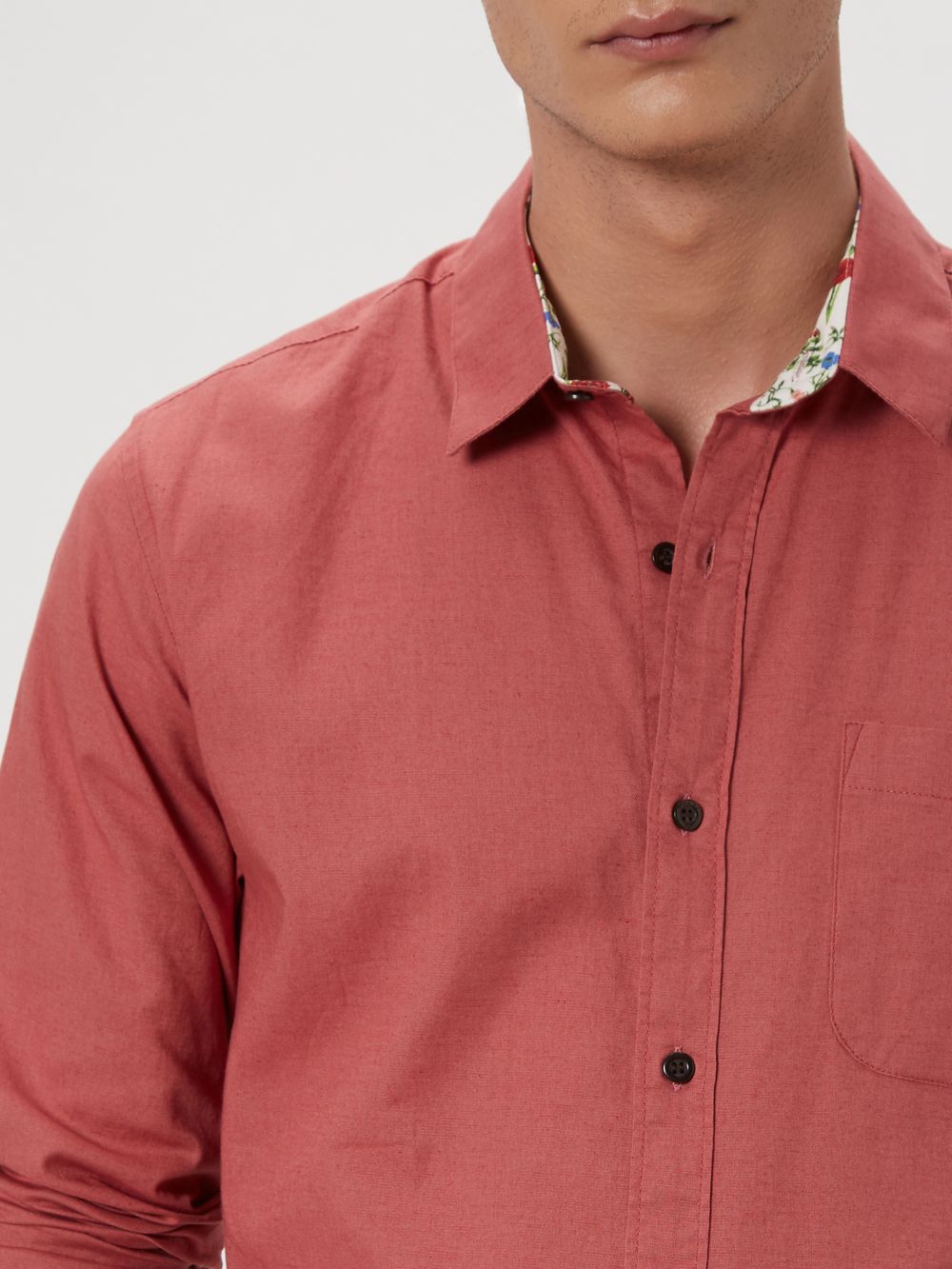 Pink Cotton Linen Plain Shirt