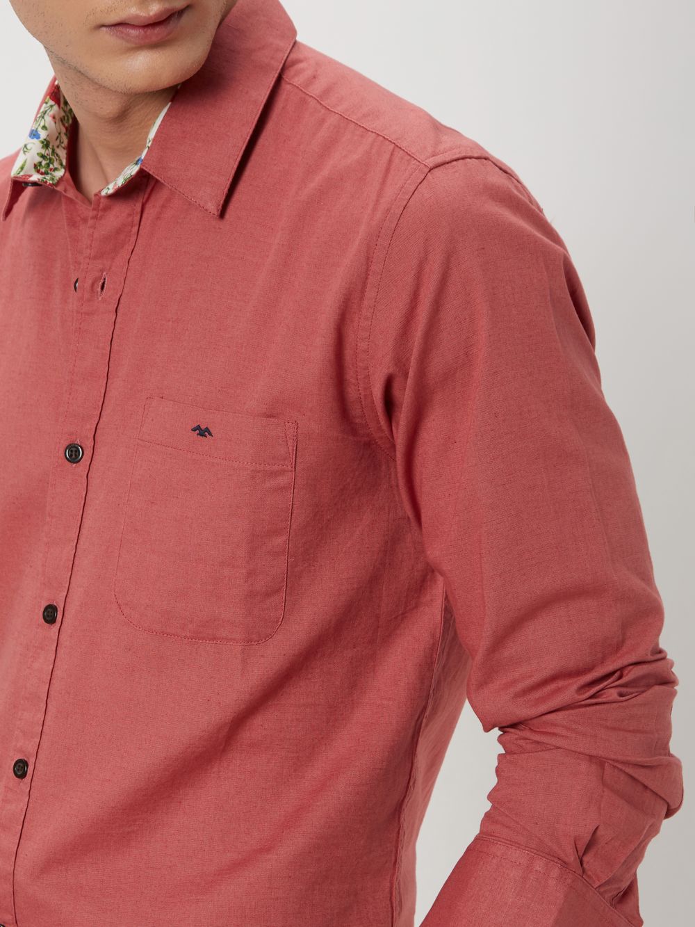 Pink Cotton Linen Plain Shirt