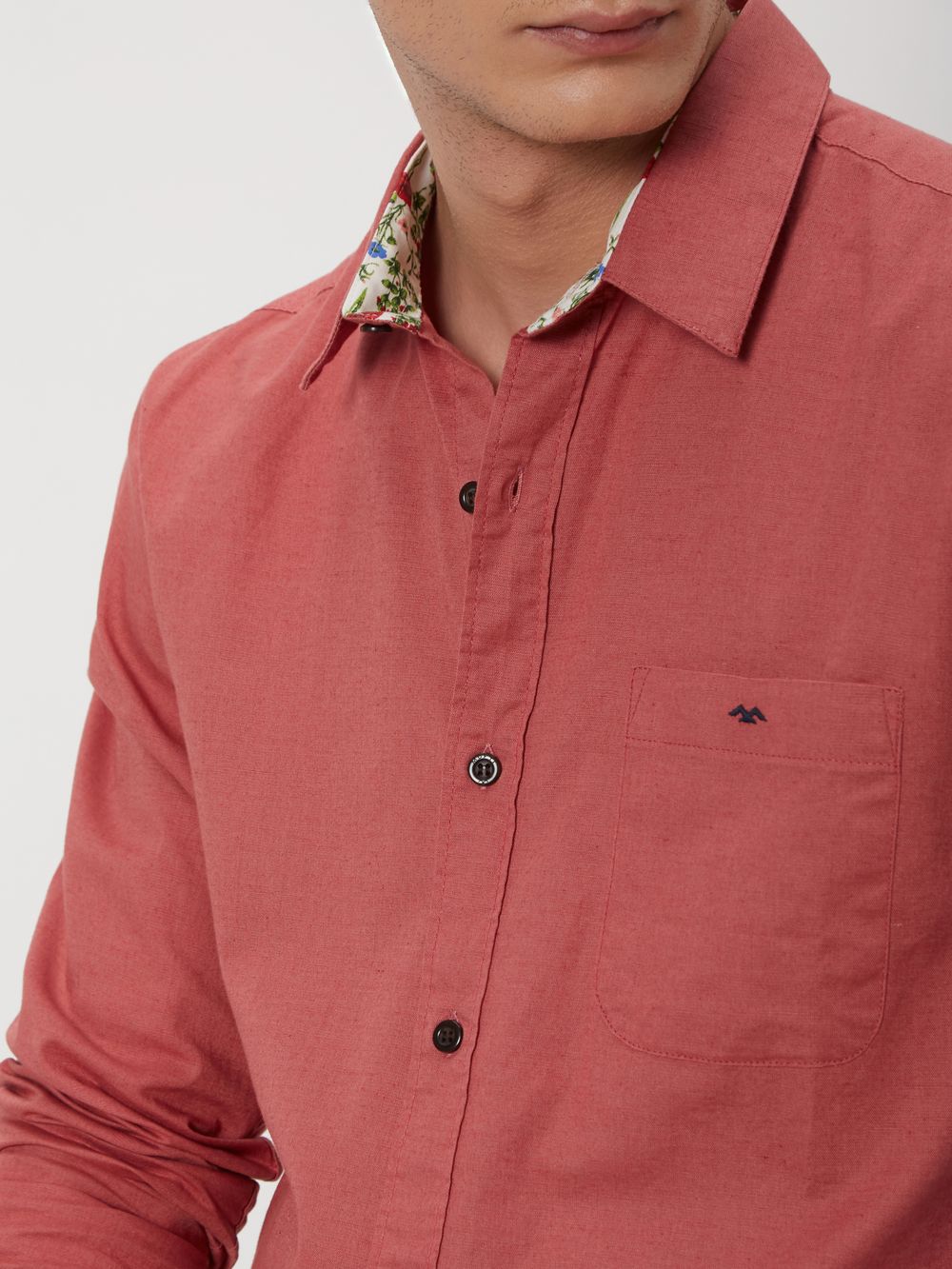 Pink Cotton Linen Plain Shirt