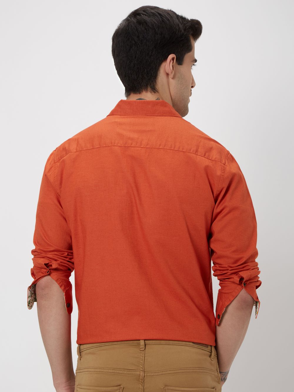 Rust Cotton Linen Plain Shirt