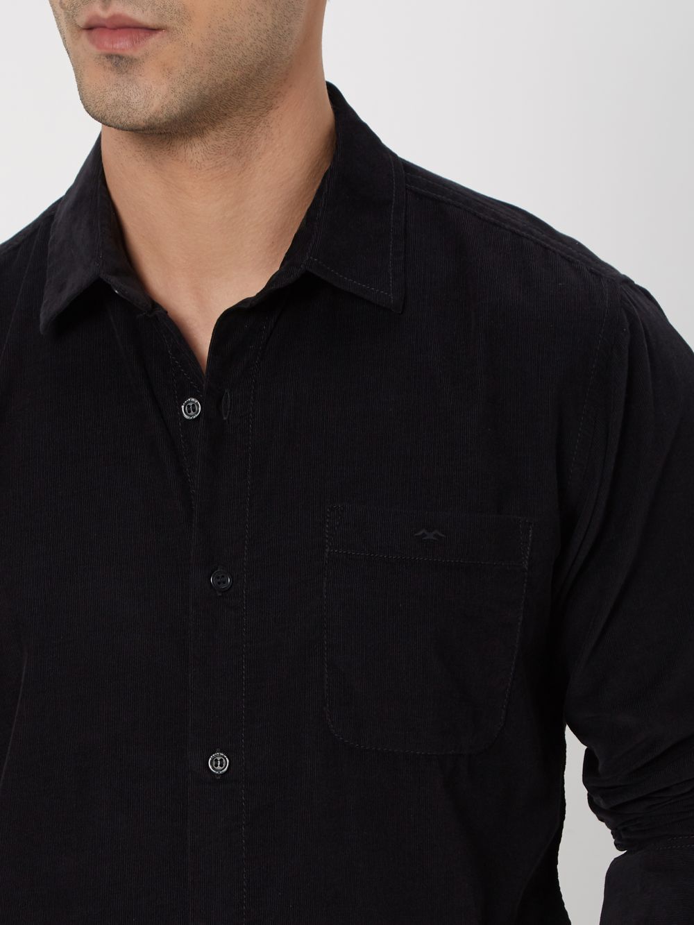 Black Corduroy Plain Shirt
