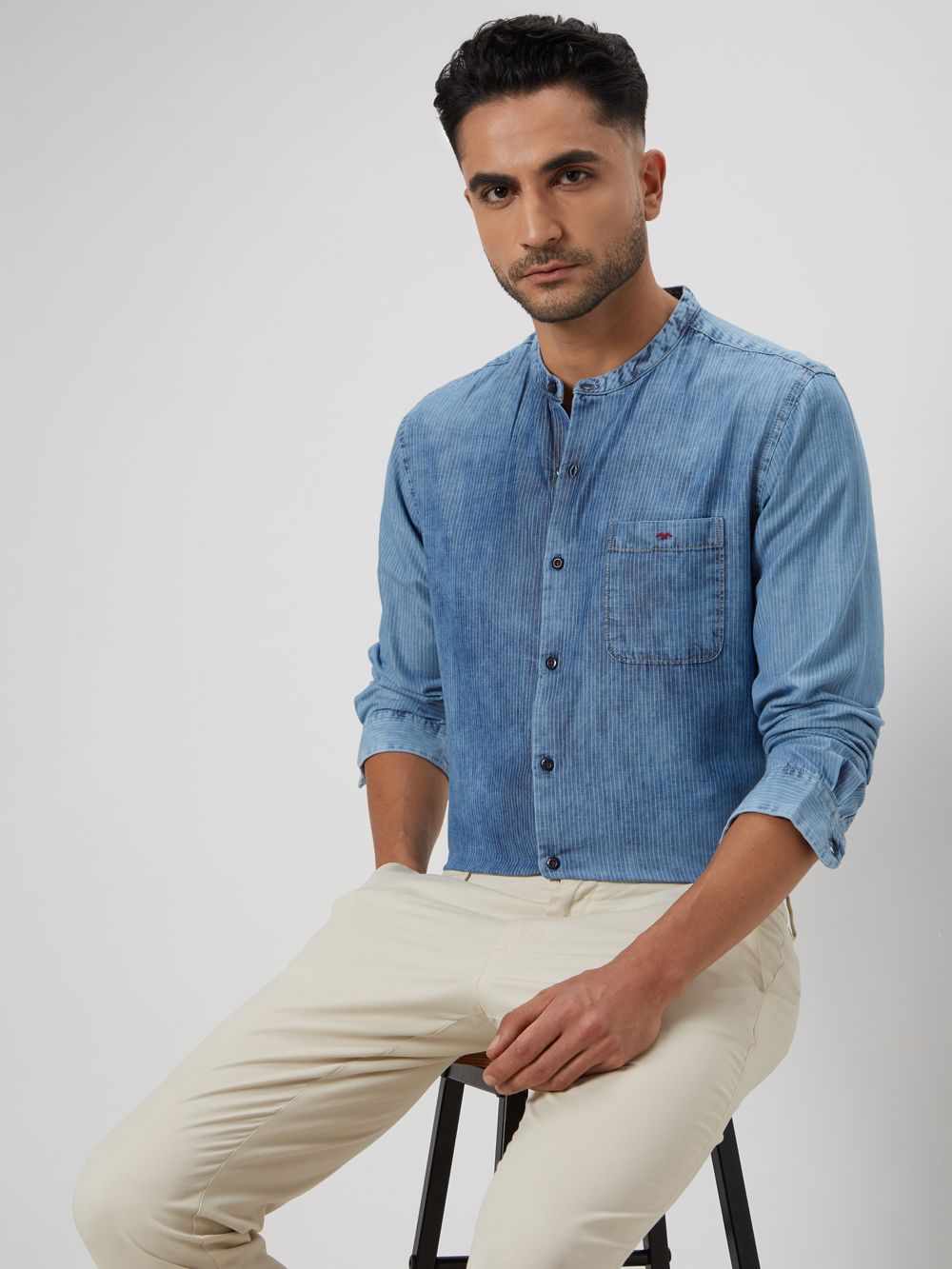 Indigo Blue Pin Stripe Shirt