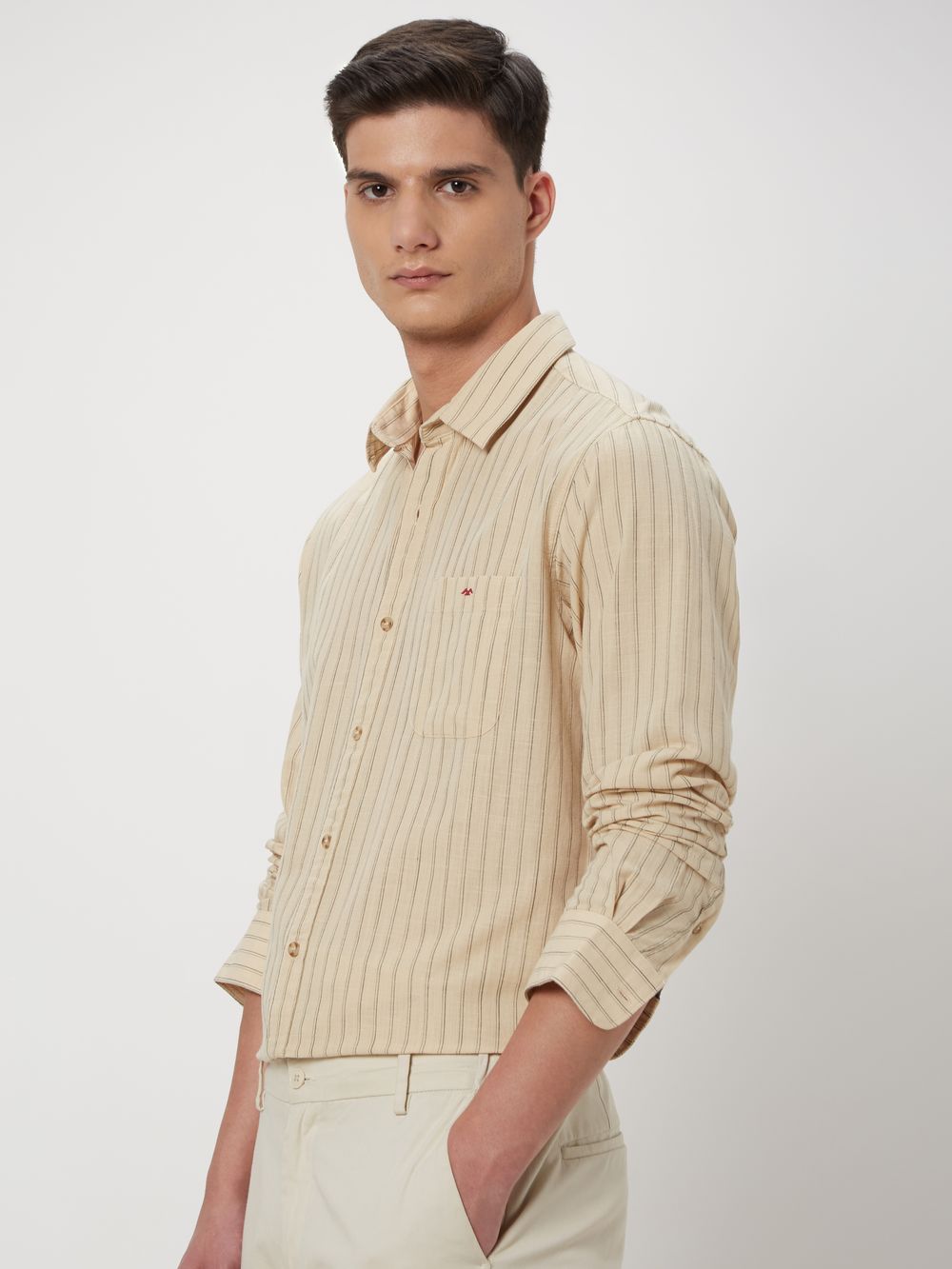 Beige Pin Stripe Shirt