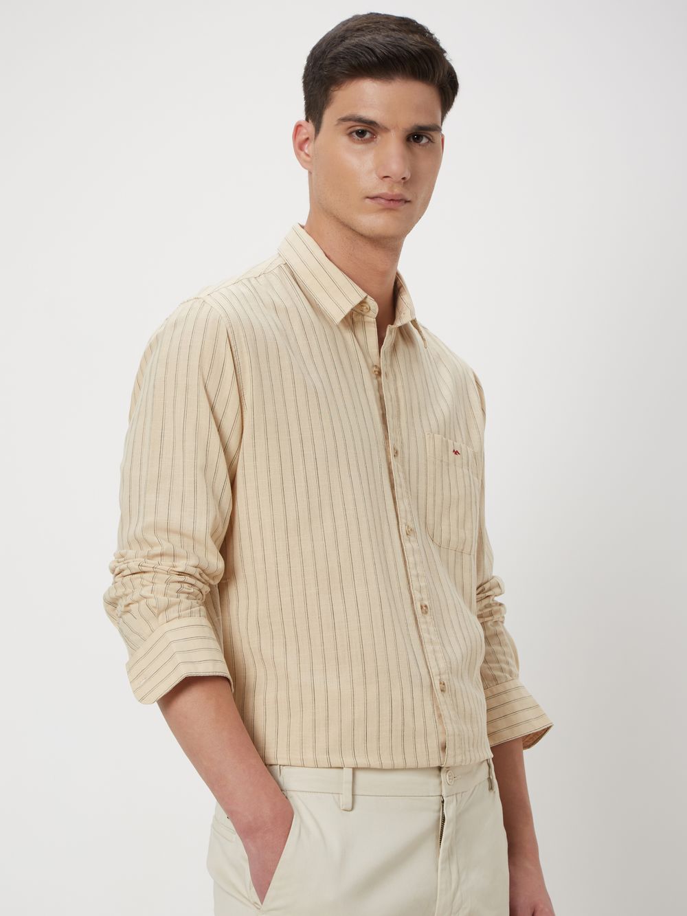 Beige Pin Stripe Shirt