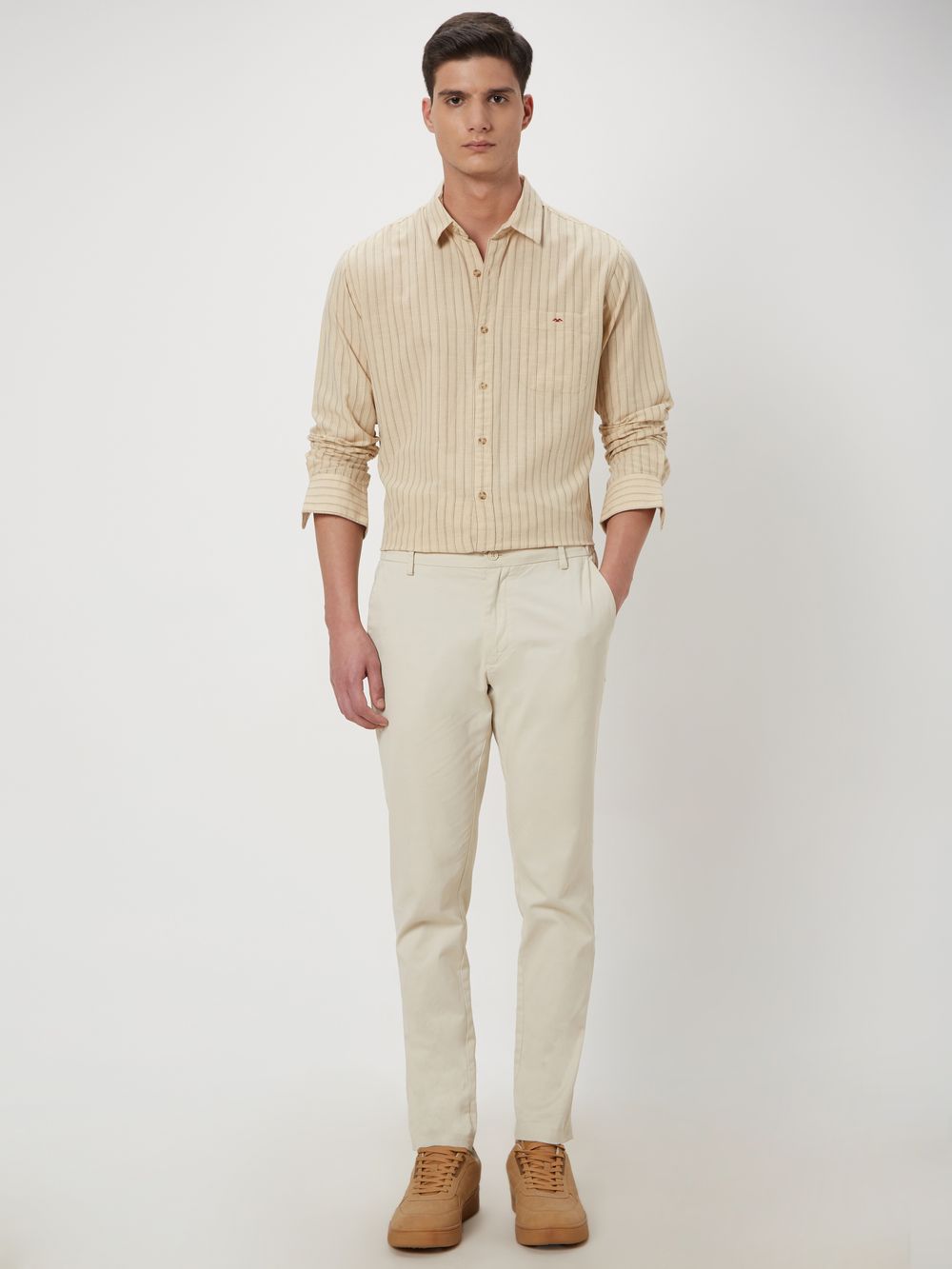 Beige Pin Stripe Shirt