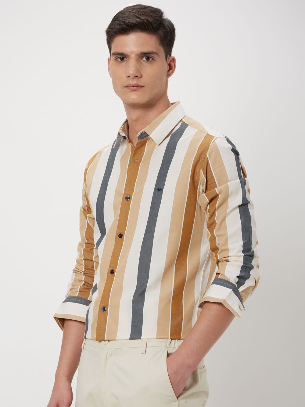 Beige Awning Stripe Shirt