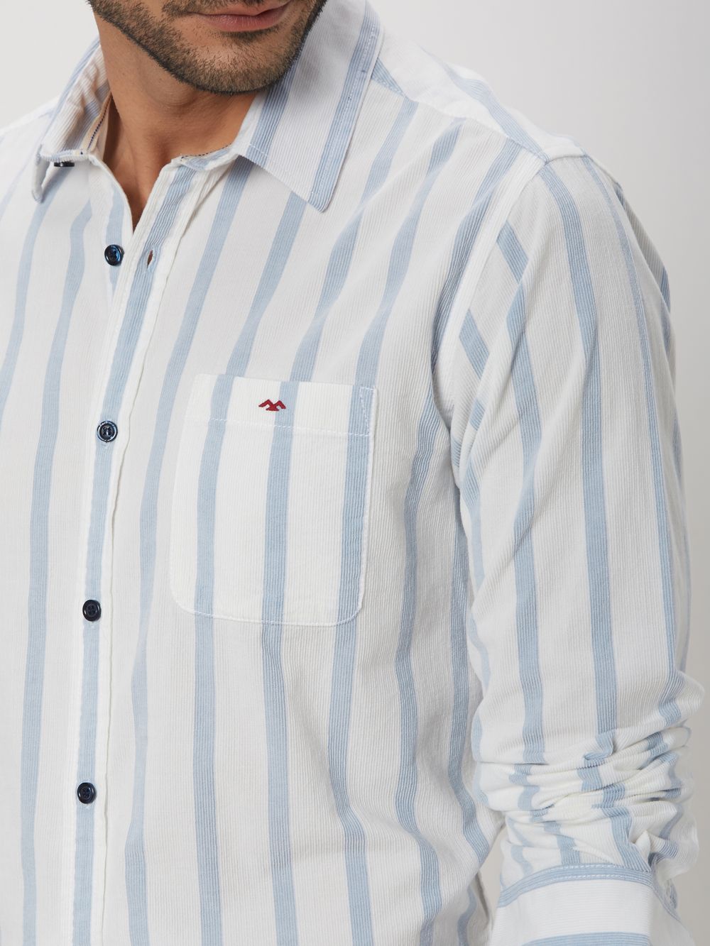 Blue Candy Stripe Corduroy Shirt