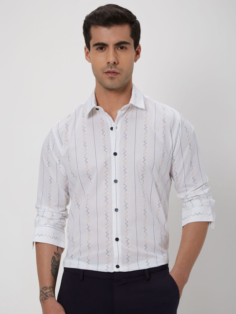 White Brand Stripe Shirt