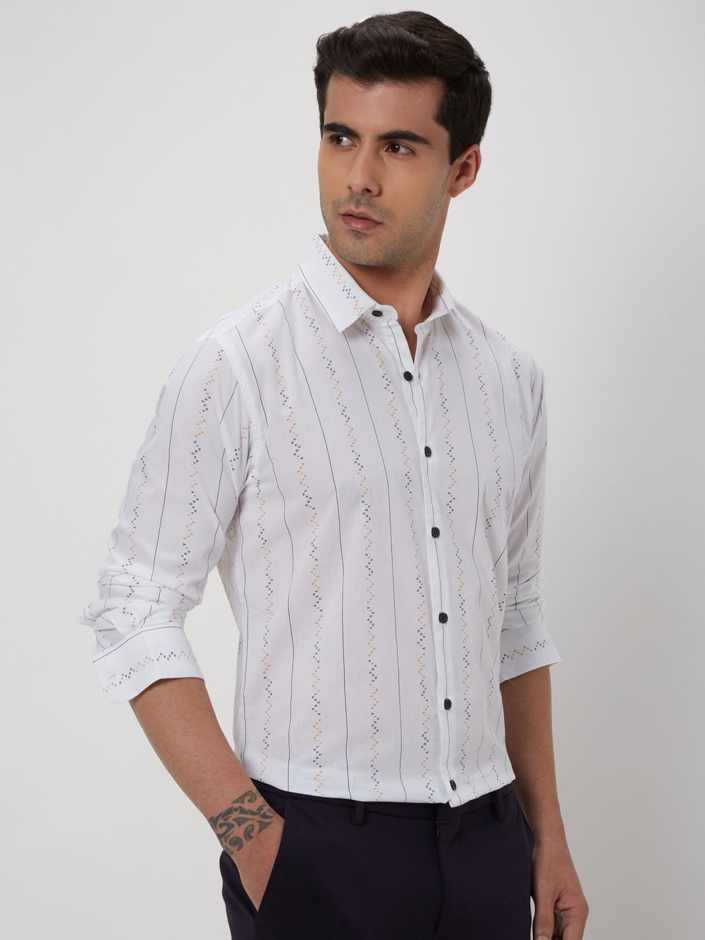 White Brand Stripe Shirt