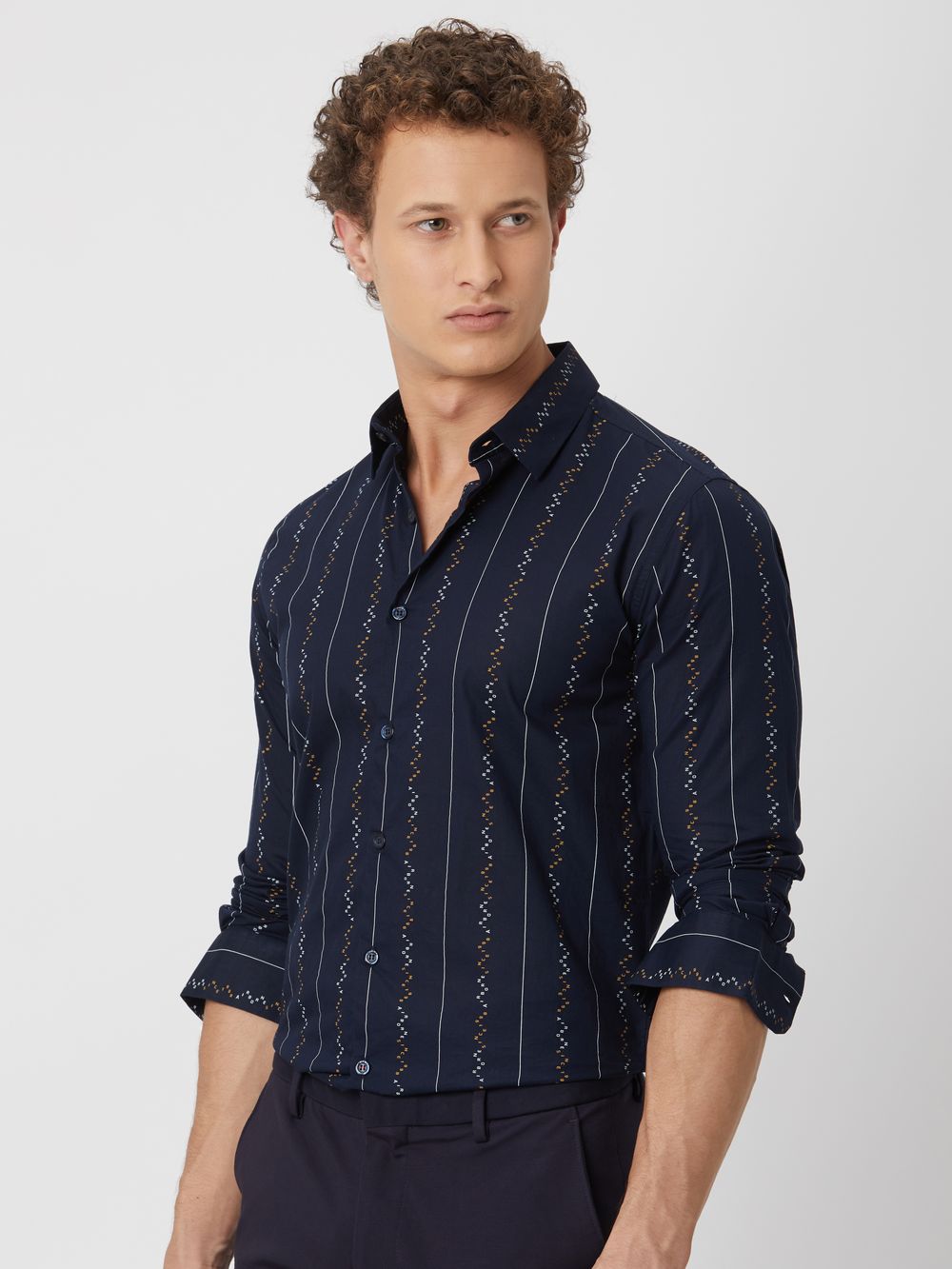 Navy & White Brand Stripe Lightweight Shirt