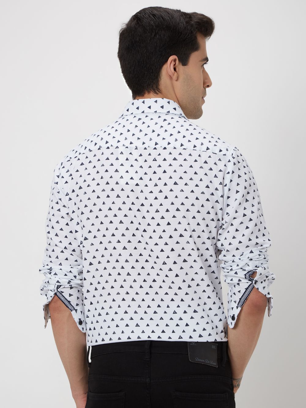 White Geometric Print Shirt