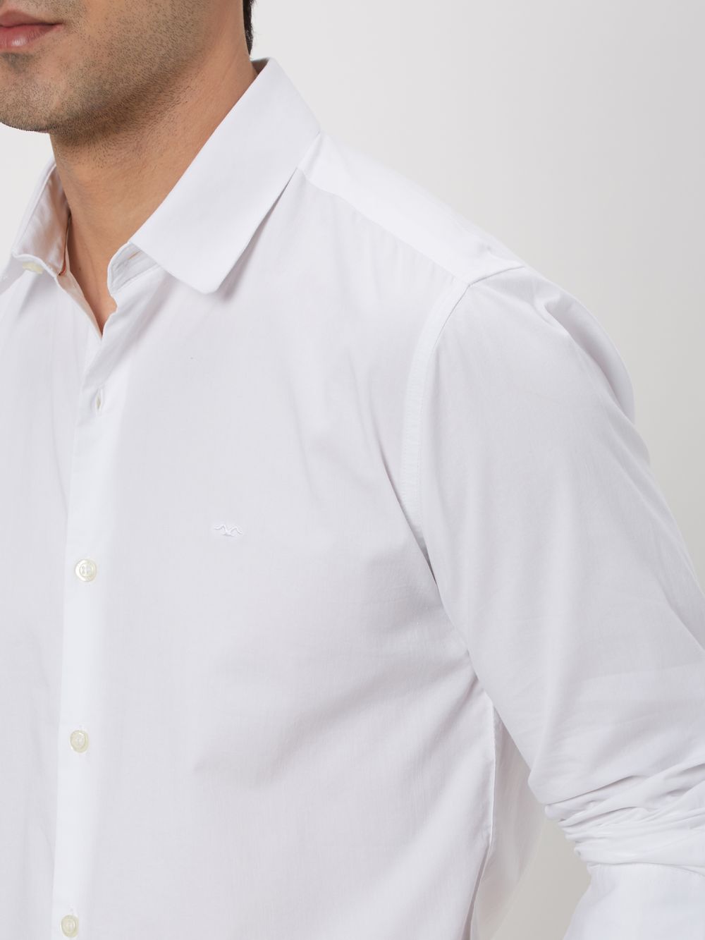 White Stretch Plain Shirt