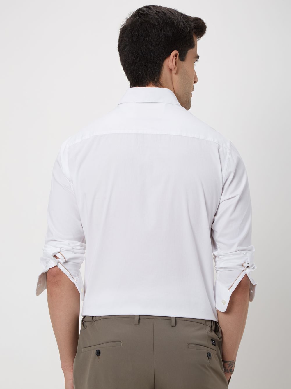 White Stretch Plain Shirt