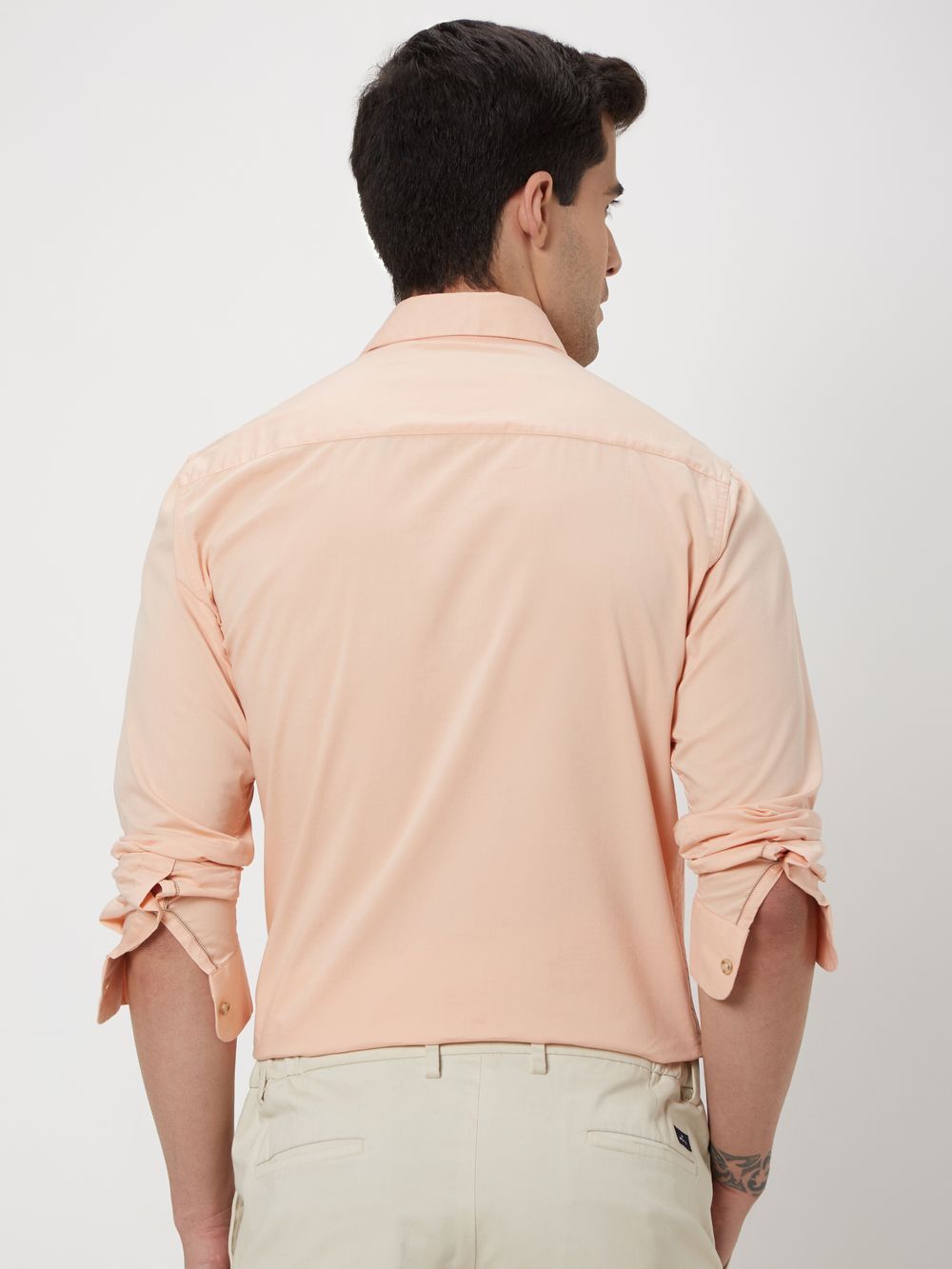 Peach Stretch Plain Shirt