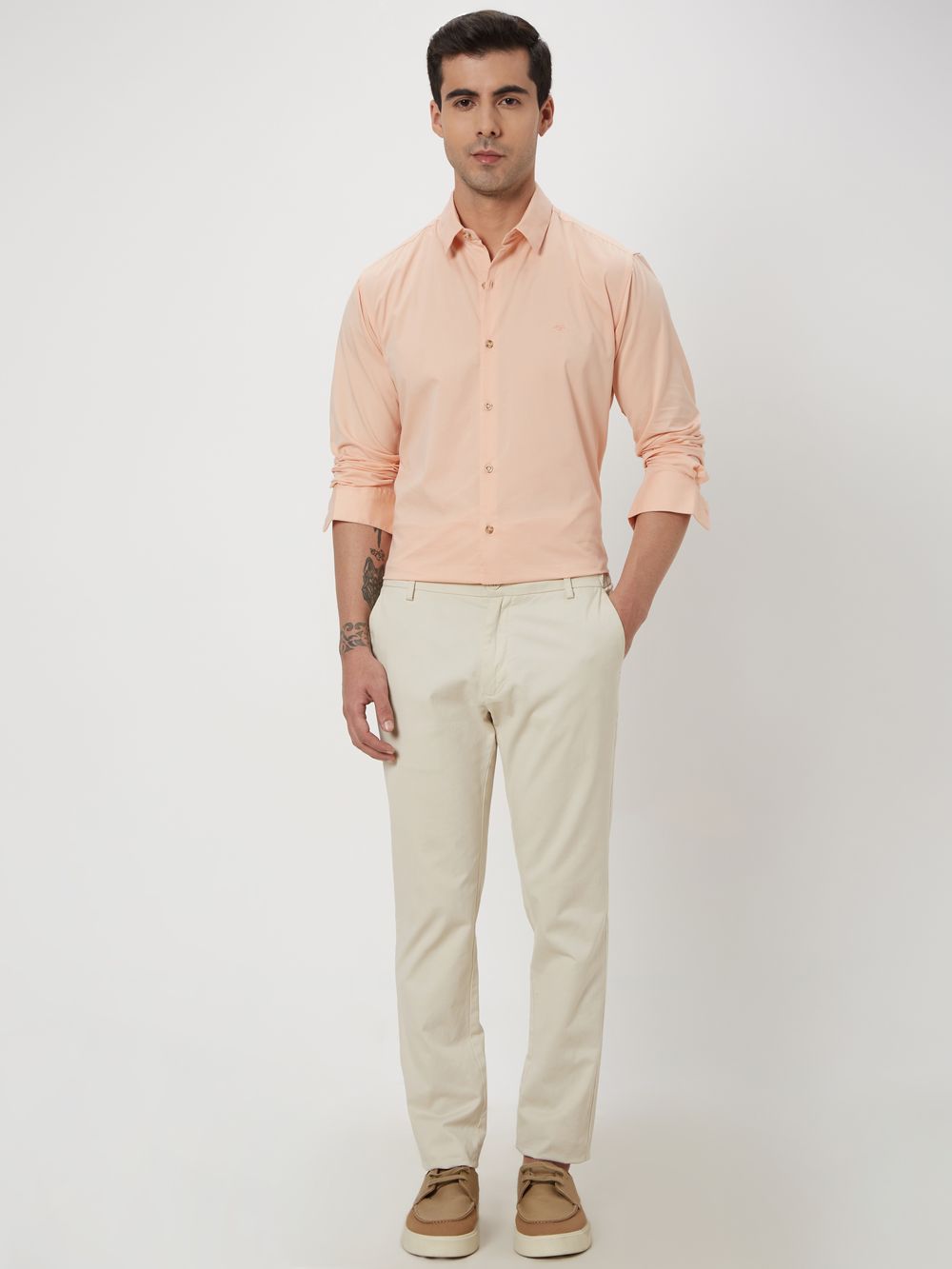 Peach Stretch Plain Shirt