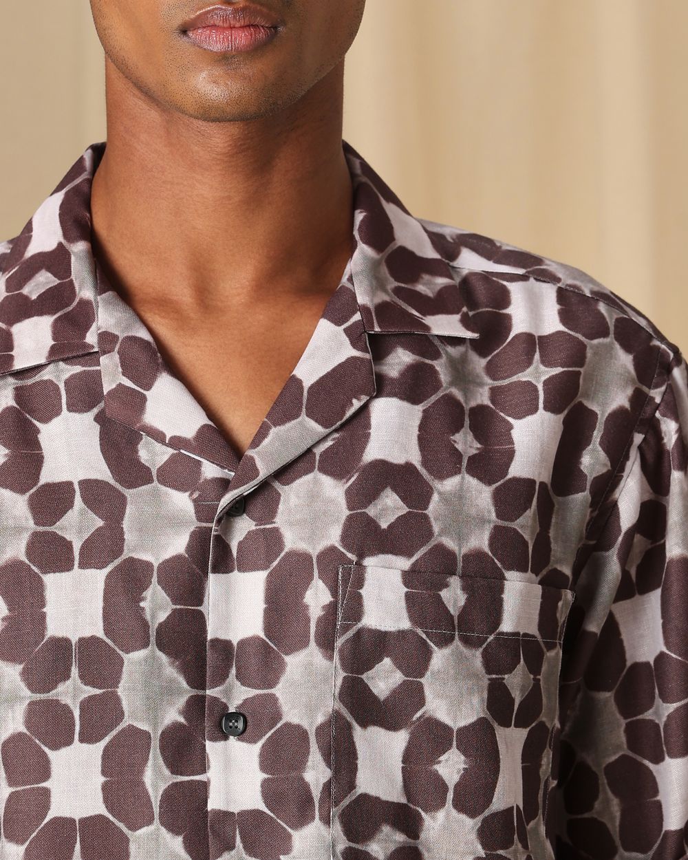 Brown Artisanal Print Loose Fit Casual Shirt